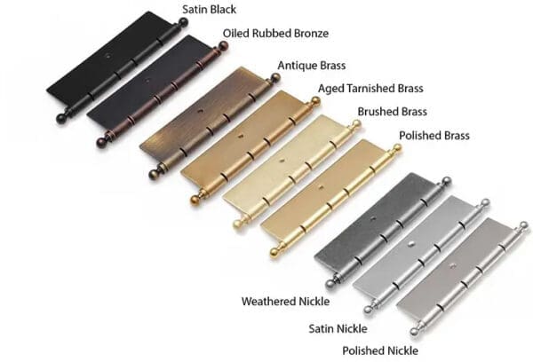 A Collection Of Various Metal Door Hinges Displayed Together